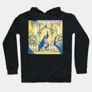 Yellow and blue peacock garden Hoodie